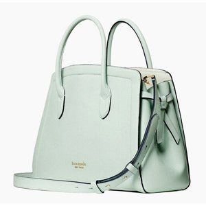 New Kate Spade Knott Pebble Leather Large Satchel Leather Crystal Blue